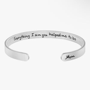 Silver "Everything I am you helped me to be" Bangle Bracelet for Mom